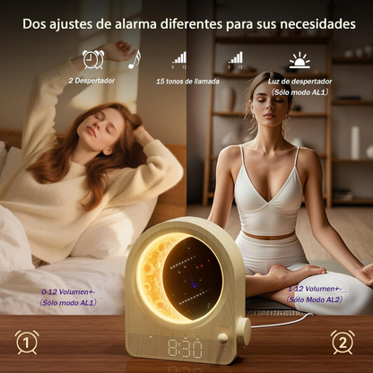 MoonRise Despertador Y Lámpara De Luna Con Sonido Blanco