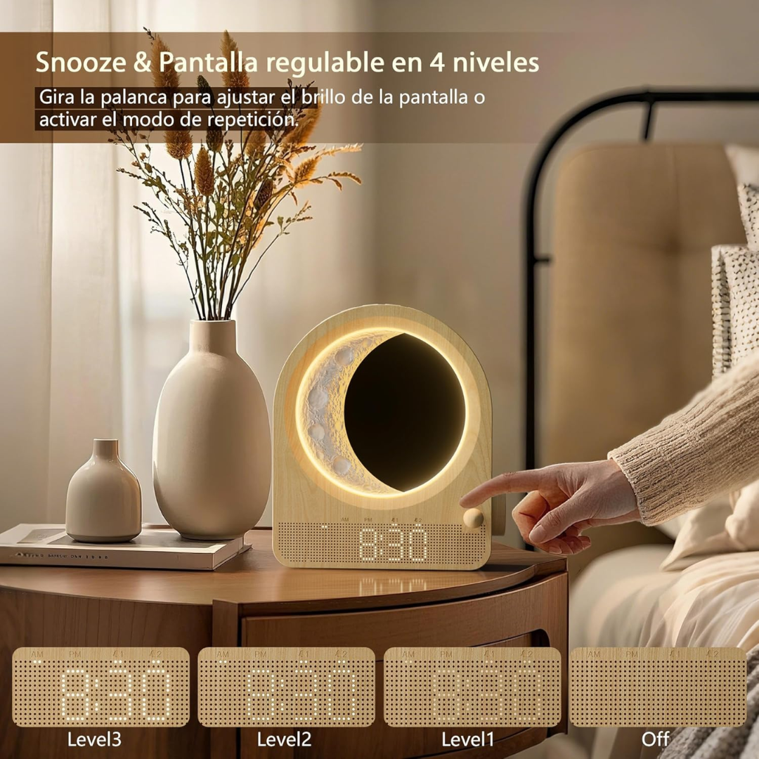MoonRise Despertador Y Lámpara De Luna Con Sonido Blanco